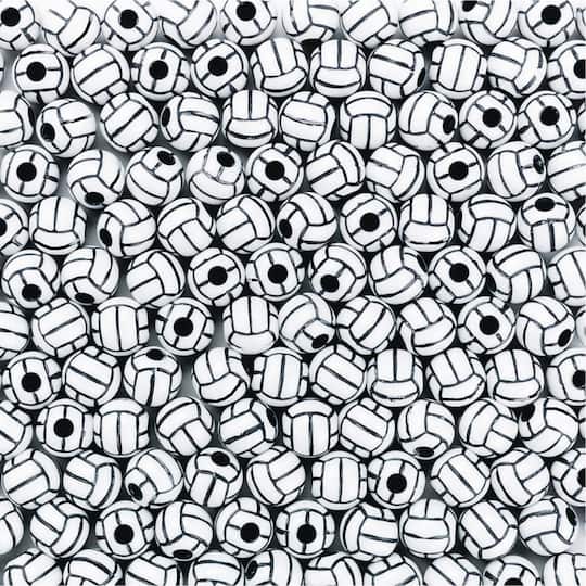 S&S® Worldwide Black & White Volleyball Plastic Beads, 12mm